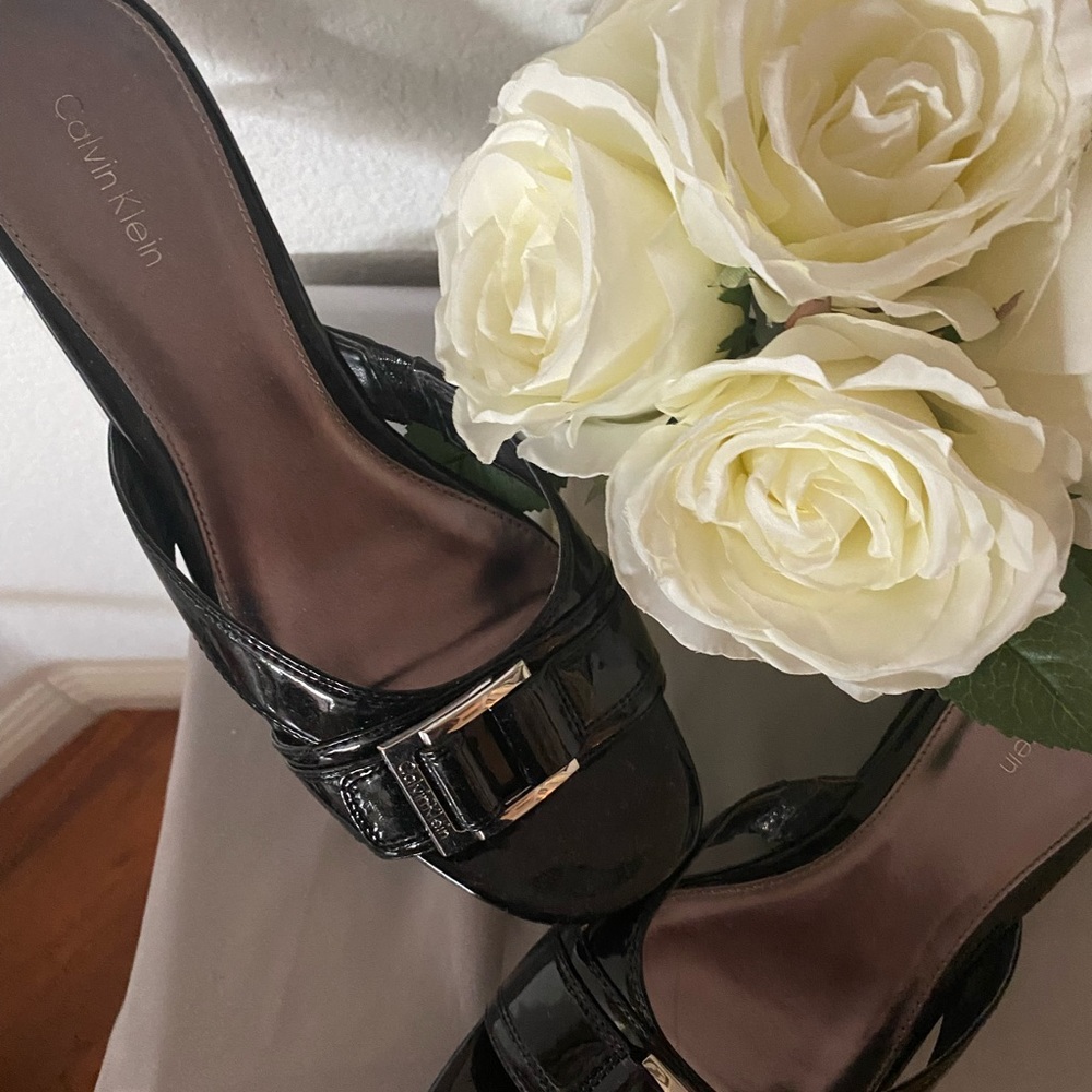 Black Calvin Klein open toe sandals